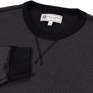 Wallace & Barnes Mens L Gray Crew Neck‎ Long Sleeve Waffle Knit Sweater